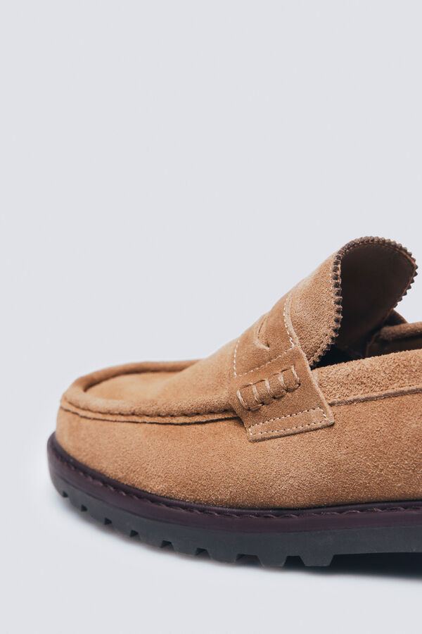 Springfield Mocassim de couro casual castanho