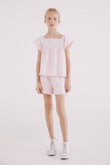 Springfield Kids Calções às riscas oxford de menina rosa