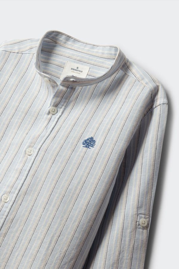 Springfield Kids Camisa de linho &agrave;s riscas para menino bege