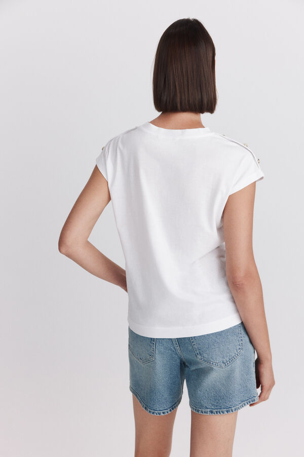 Springfield T-shirt bot&otilde;es dourados branco