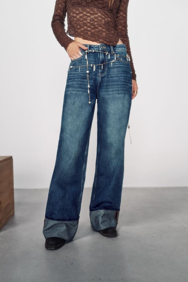 High Spirits Jeans com punho azul