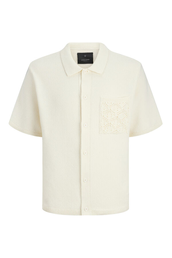 Jack & Jones Polo de crochet com caimento relaxado branco