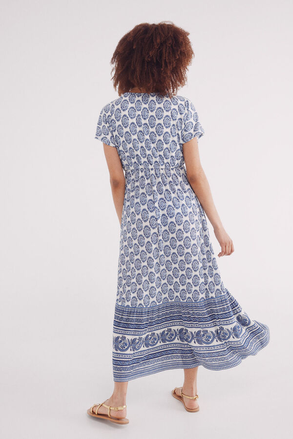 Springfield Vestido midi estampado boho marrón