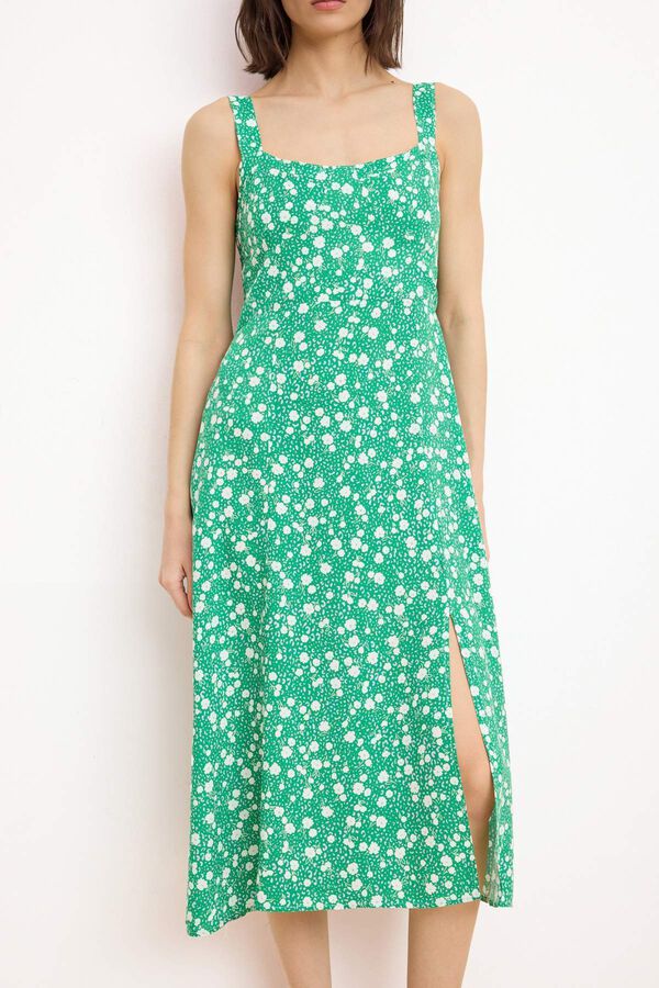 Trendyol Vestido midi estampado verde