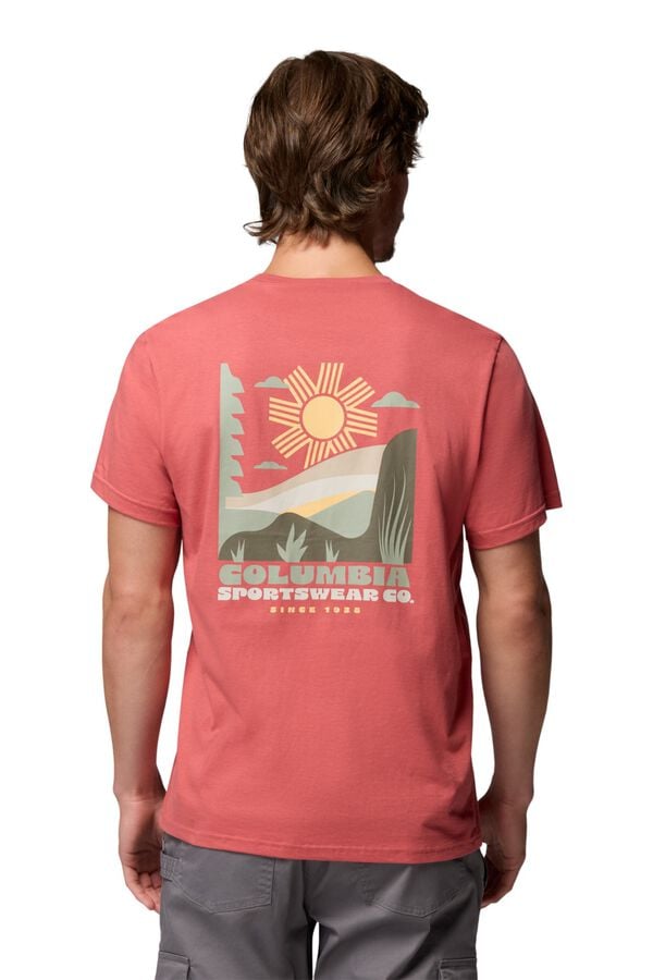 Columbia T-shirt com estampado de natureza nas costas vermelho