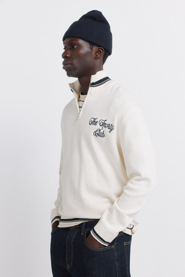 Springfield Camisola b&aacute;sica com fecho de fecho-&eacute;clair branco