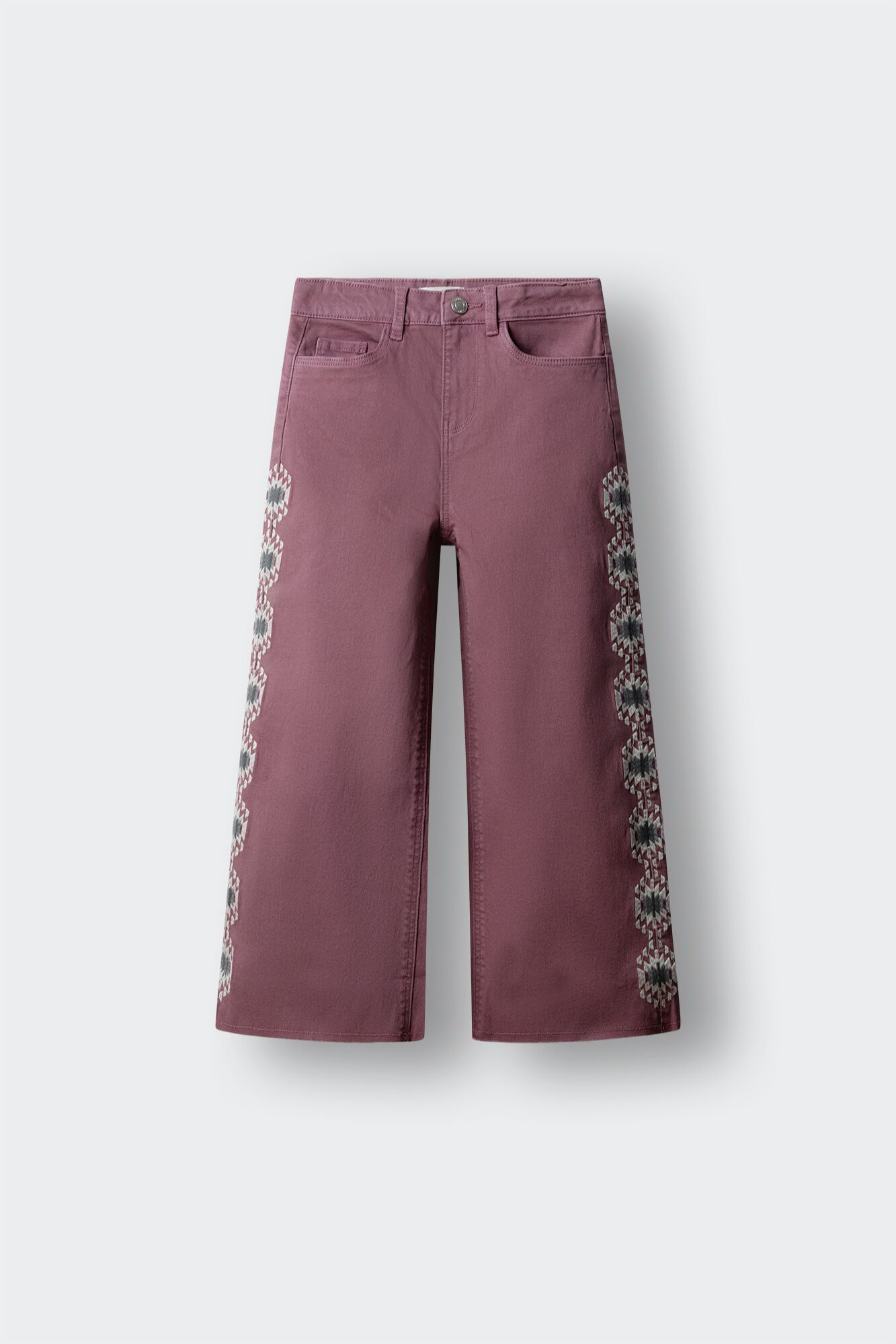 Springfield Kids Cal&ccedil;as wideleg em sarja com bordado lateral para menina