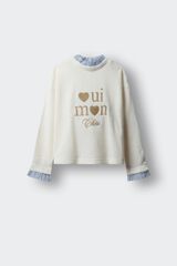 Springfield Kids T-shirt manga comprida "Oui" menina branco