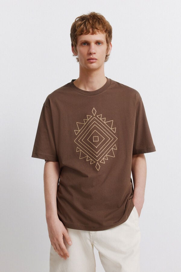 Springfield T-shirt bordado &eacute;tnico cru
