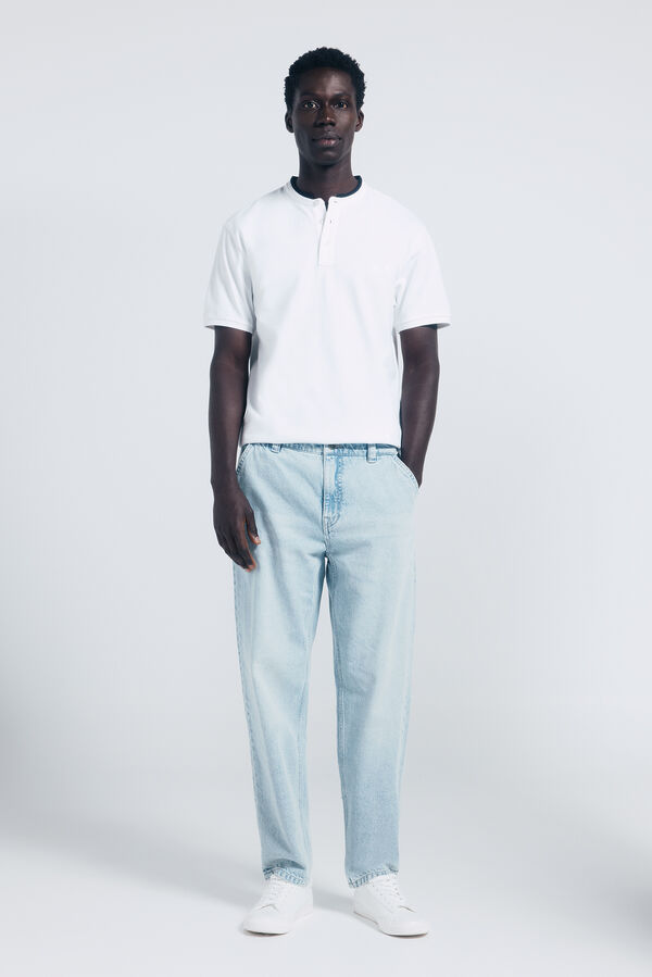 Springfield Polo piqué cuello mao slim fit blanco