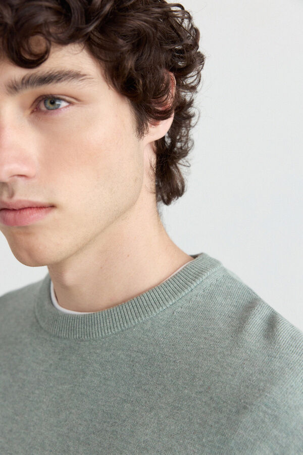 Springfield Camisola b&aacute;sica gola redonda verde