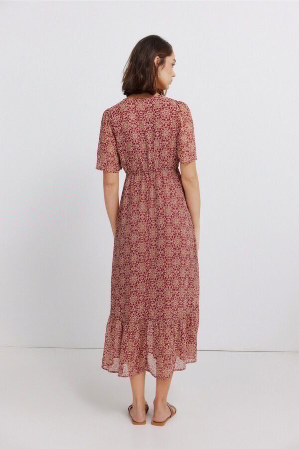 Springfield Vestido midi decote sanefa borgonha