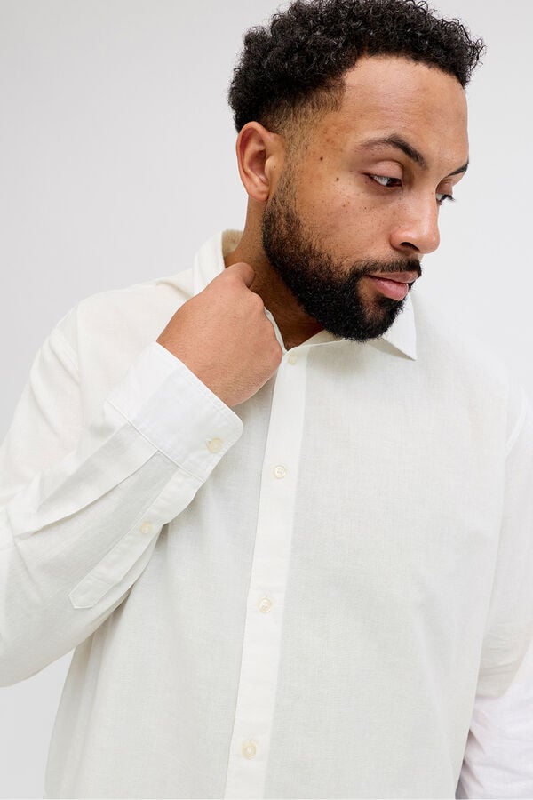 Jack & Jones PLUS Camisa manga comprida em linho branco