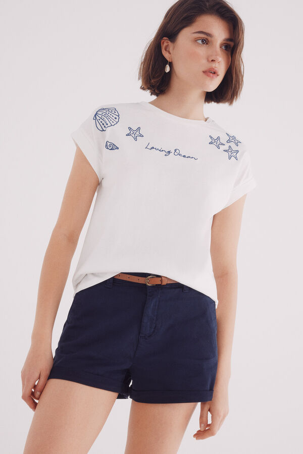 Springfield Shorts calças chino com cinto azul