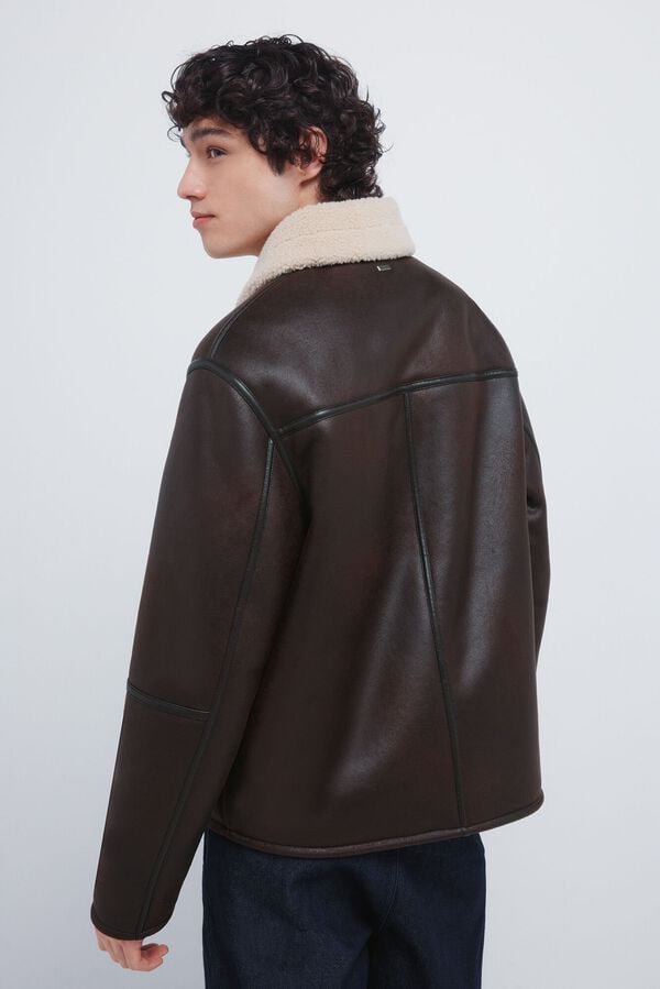 Springfield Blusão aviador efeito camurça dupla face cru