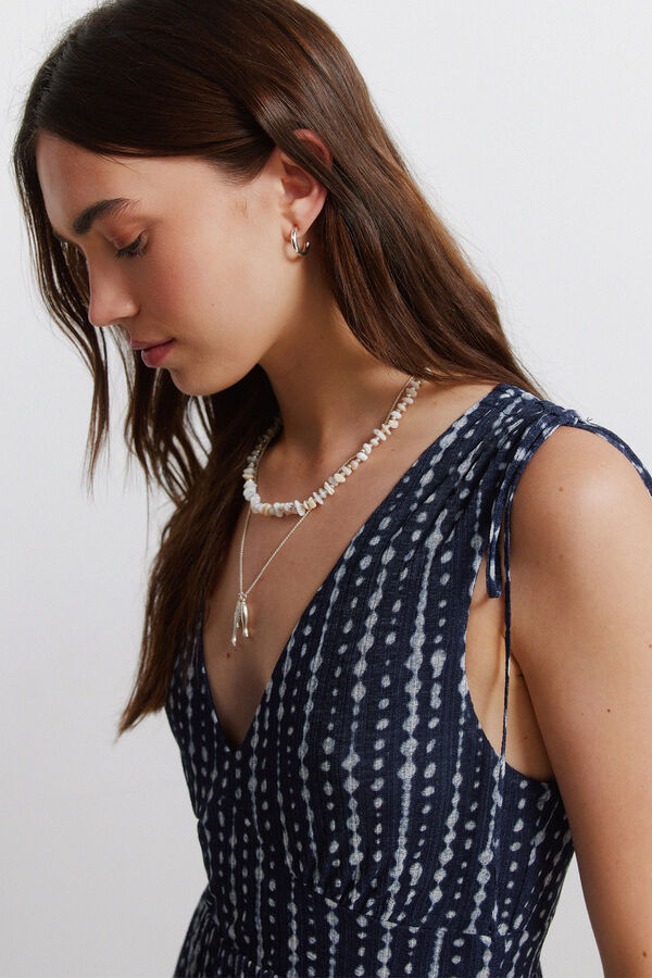 Springfield Vestido de al&ccedil;as com franzidos nos ombros azul