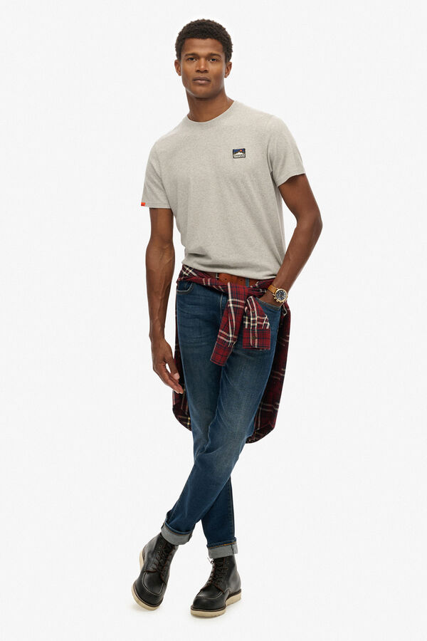 Superdry Camiseta de manga manga curta com gola redonda cinzento