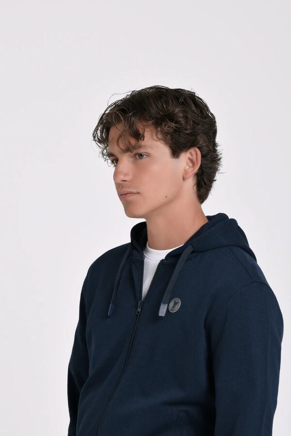 JVZ Sweatshirt com capuz e fecho-&eacute;clair azul