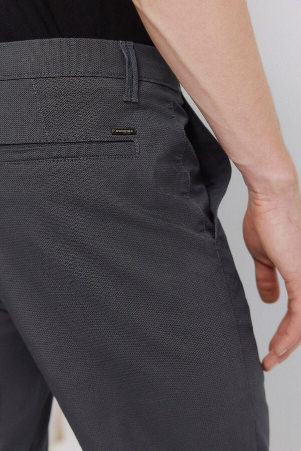 Springfield Cal&ccedil;as chino microestampado slim fit cinzento