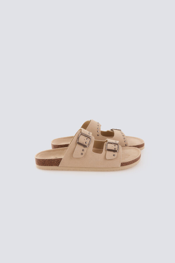 Springfield Sand&aacute;lias fivela tachas bege