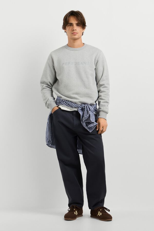 Pepe Jeans Sweatshirt com logo gola redonda cinzento