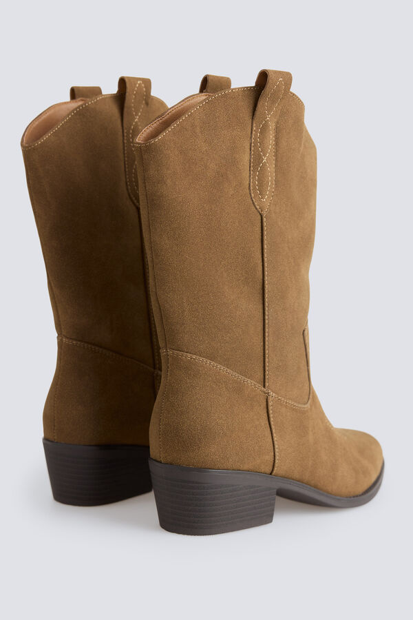 Springfield Botas altas cowboy efeito camur&ccedil;a castanho
