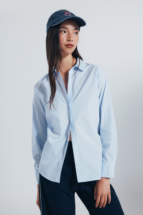 Springfield Camisa rayas larga azul