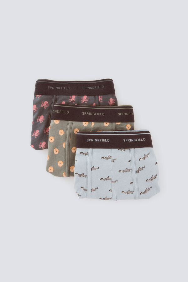 Springfield Pack 3 boxers animais marinhos azul