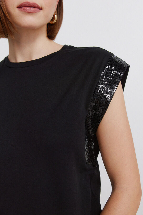 Springfield Sequin short sleeve T-shirt black