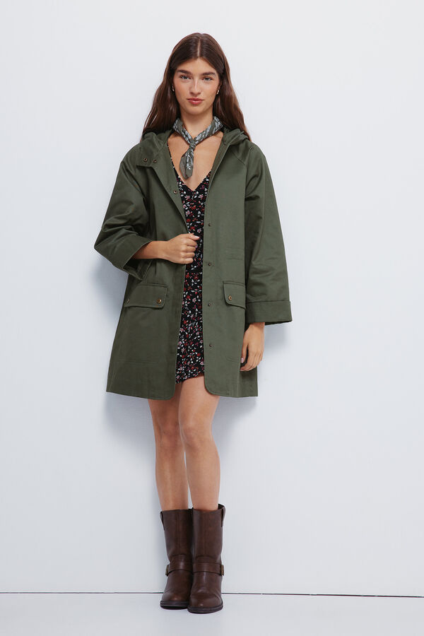 Springfield Parka de algodão com capuz Caqui escuro