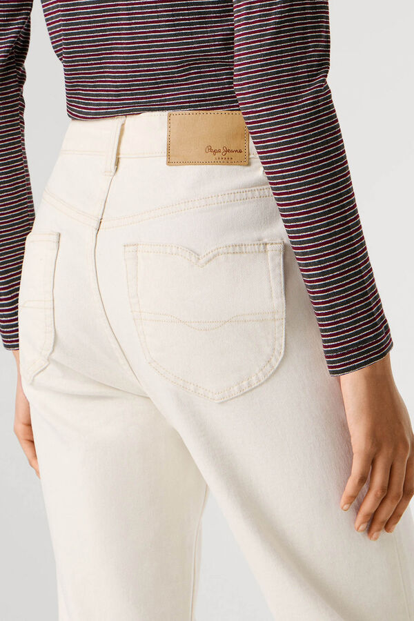 Pepe Jeans Pantal&oacute;n vaquero acampanado tiro alto marfil