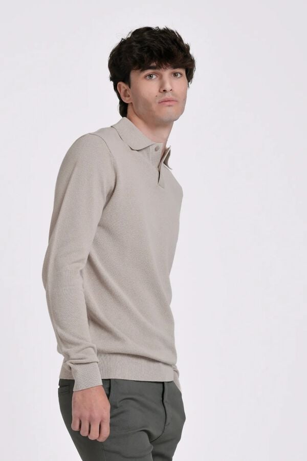 JVZ Camisola de gola polo estruturada vison