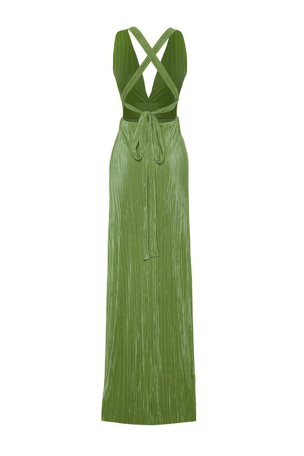 Trendyol Vestido com costas abertas cruzadas verde