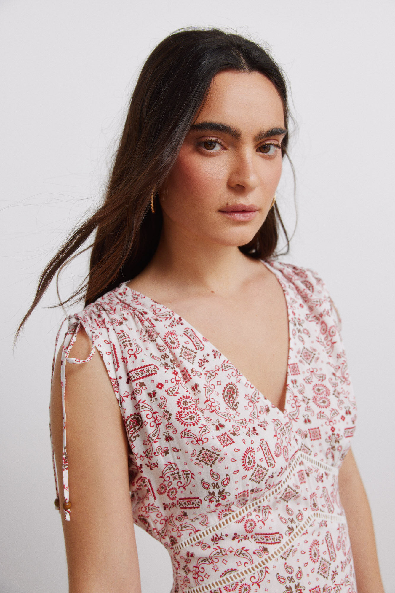 Springfield Vestido midi estampado la&ccedil;os