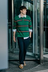 Springfield Polo manga larga tricot rugby rayas verde