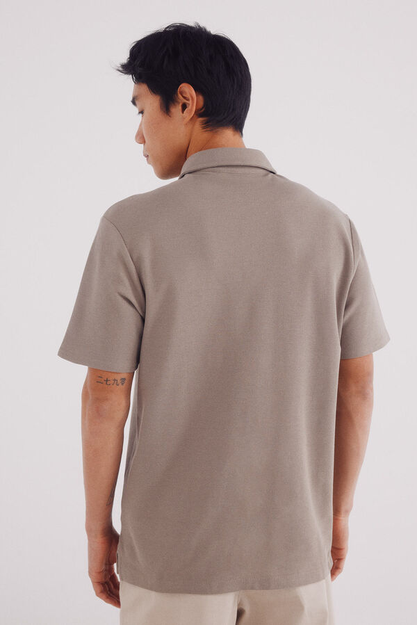 Springfield vestido slim fit com look polo piqué cru