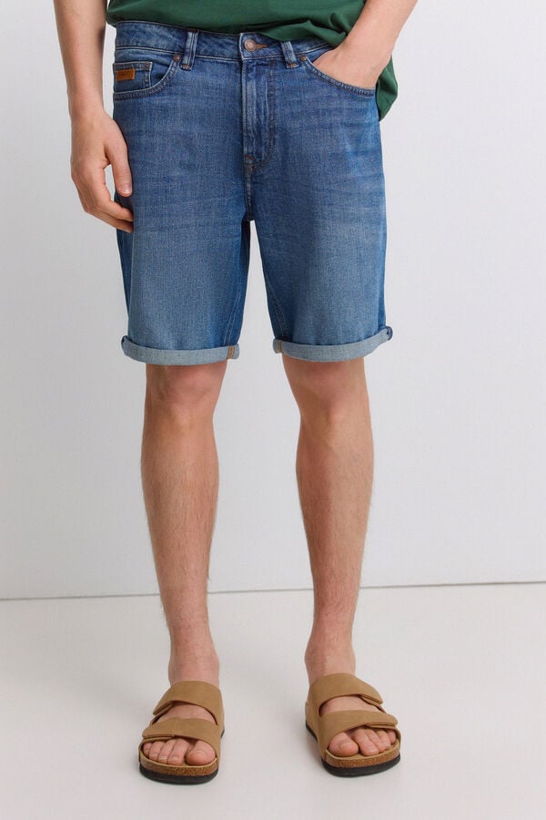 Springfield Bermuda jeans ultraleve slim fit azul