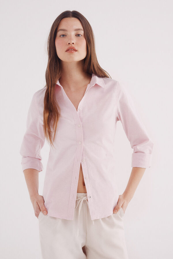 Springfield Camisa de algodão Oxford rosa