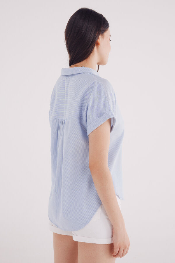 Springfield Camisa Oxford de manga curta azul