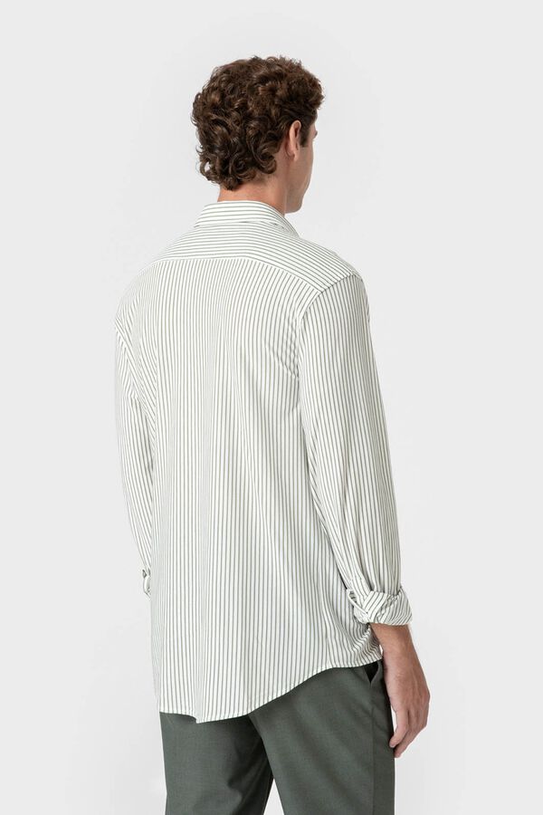 Celopman Camisa Oxford de malha com riscas verde