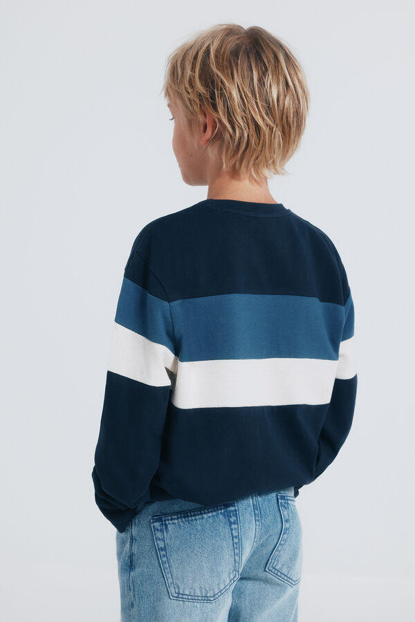 Springfield Kids Camiseta tricolor de manga comprida para menino azul