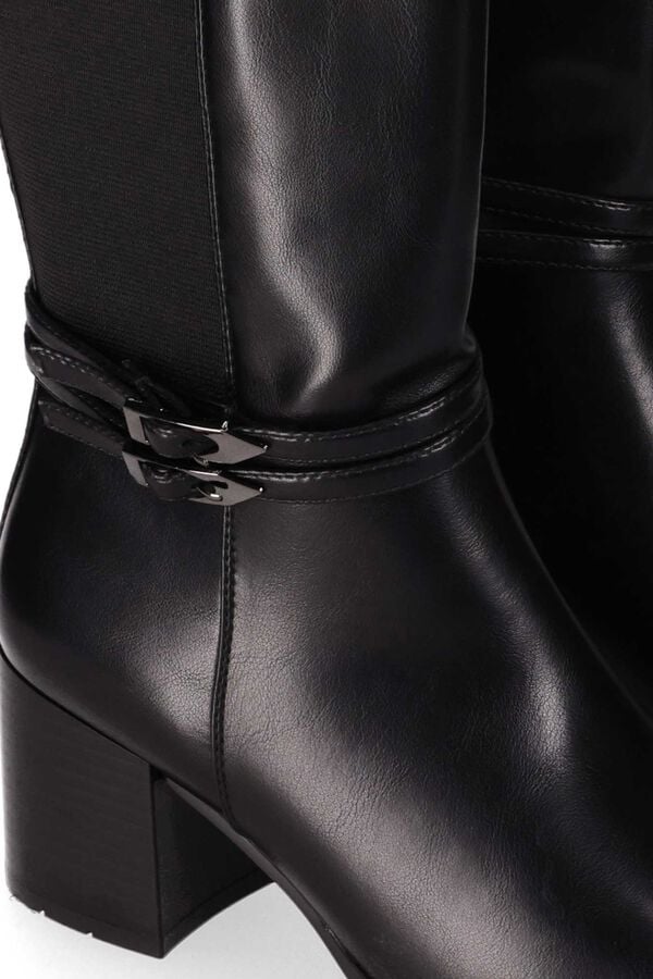 Chika 10 Botas de cano alto com painel el&aacute;stico atr&aacute;s preto