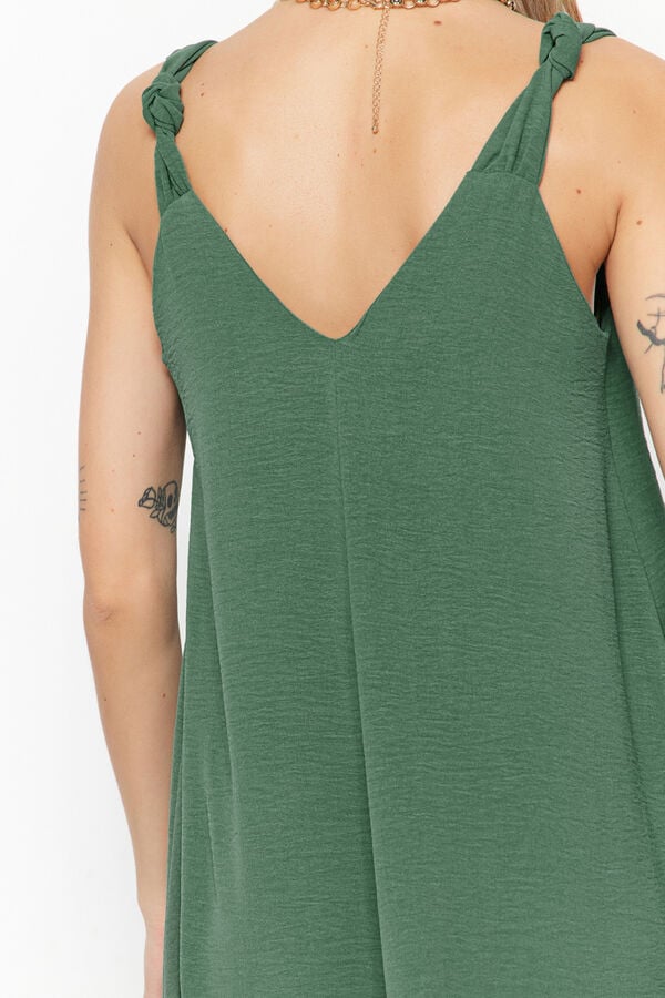 Trendyol Vestido midi com decote em bico Caqui escuro