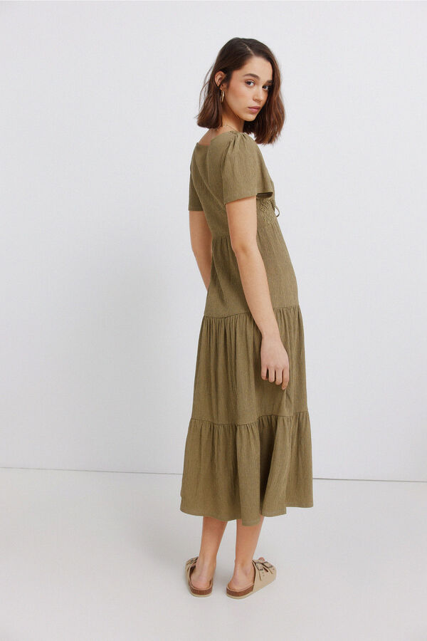 Springfield Vestido midi folhos bege