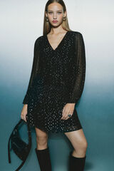 Springfield Blusa de lurex com c&oacute;s el&aacute;stico preto