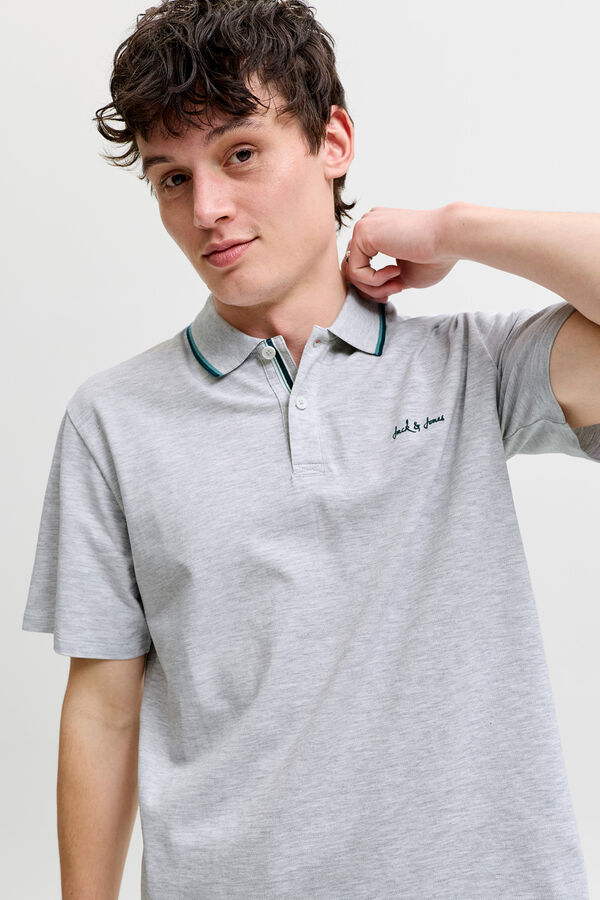 Jack & Jones Polo em piqu&eacute; com logo cinzento