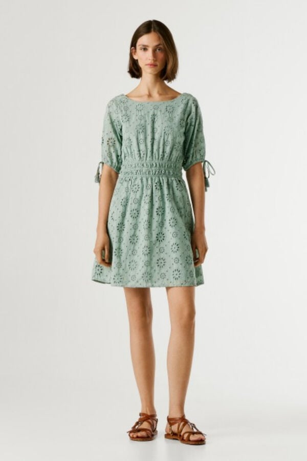 Pepe Jeans Vestido curto de manga curta bege