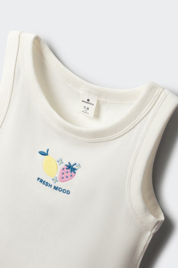 Springfield Kids Top bordado de frutas para menina bege
