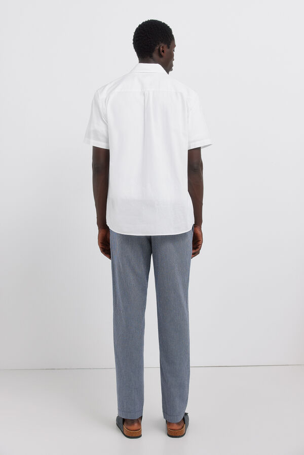 Springfield Cal&ccedil;as chino em linho &agrave;s riscas straight fit azul