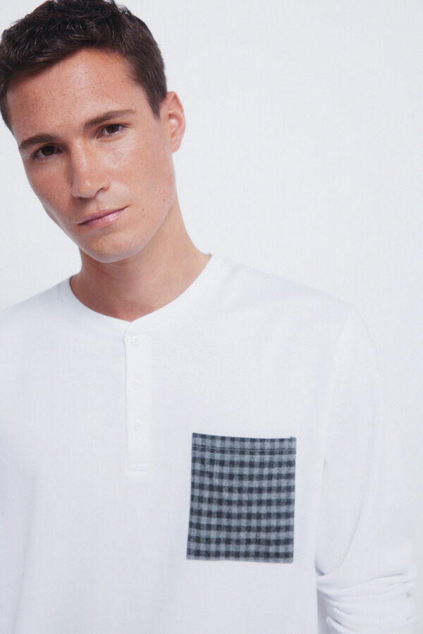 Springfield Pijama comprido com cal&ccedil;a fannel xadrez cal&ccedil;a bege